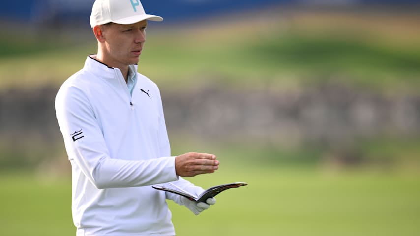 Matti Schmid of Germany prepares for a shot on the tenth hole during the second round of The American Express 2026 at Pete Dye Stadium Course on January 23, 2026 in La Quinta, California. (Orlando Ramirez/Getty Images)