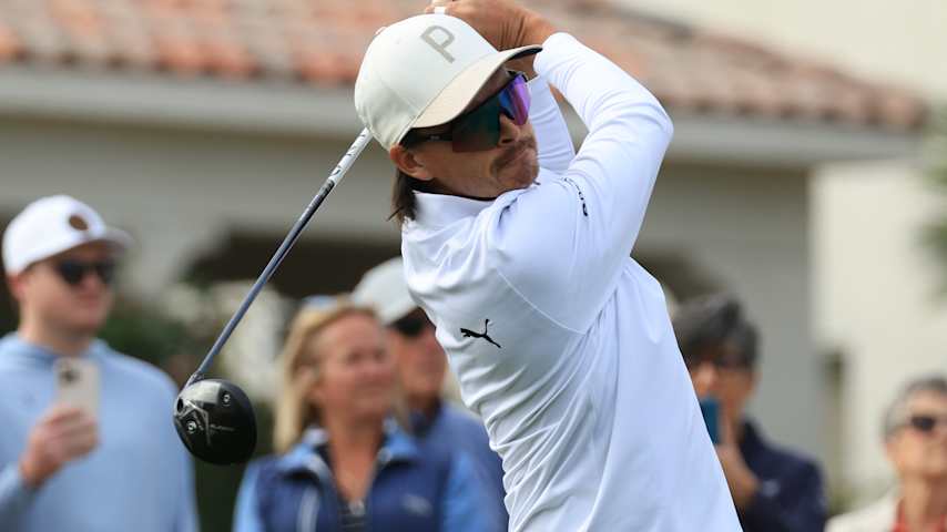 Rickie Fowler of the United States plays his shot from the 13th tee during the second round of The American Express 2026 at the Nicklaus Tournament Course on January 23, 2026 in La Quinta, California. (Jed Jacobsohn/Getty Images)