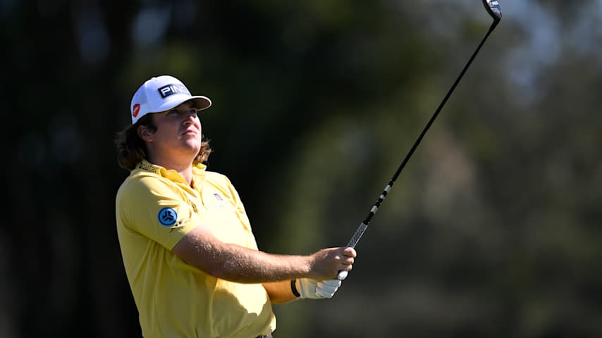 Neal Shipley of the United States plays his shot from the third tee during the second round of the Farmers Insurance Open 2026 at Torrey Pines North Course on January 30, 2026 in La Jolla, California. (Orlando Ramirez/Getty Images)