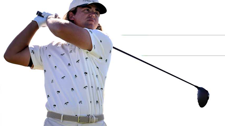 Garrick Higgo of South Africa  plays his shot from the fourth tee during the second round of the Farmers Insurance Open 2026 at Torrey Pines South  Course on January 30, 2026 in La Jolla, California. (Orlando Ramirez/Getty Images)