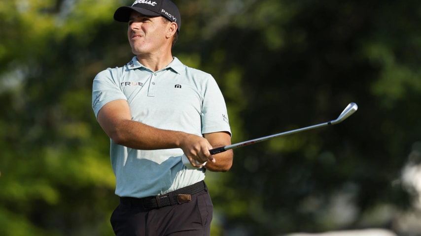 BLAINE, MINNESOTA - JULY 25: Joseph Bramlett of the United States plays his shot from the 10th tee during the first round of the 3M Open at TPC Twin Cities on July 25, 2024 in Blaine, Minnesota. (Photo by David Berding/Getty Images)