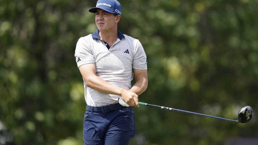 BLAINE, MINNESOTA - JULY 26: Michael Thorbjornsen of the United States plays his shot from the 10th tee during the second round of the 3M Open at TPC Twin Cities on July 26, 2024 in Blaine, Minnesota. (Photo by David Berding/Getty Images)