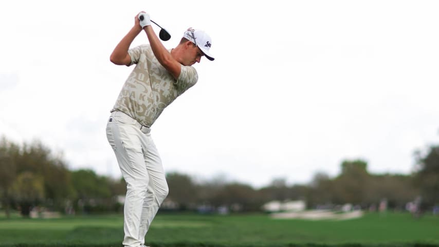 ORLANDO, FLORIDA - MARCH 08: Andrew Putnam of the United States hits a tee shot on the 11th hole during the second round of the Arnold Palmer Invitational presented by Mastercard at Arnold Palmer Bay Hill Golf Course on March 08, 2024 in Orlando, Florida. (Photo by Mike Ehrmann/Getty Images)