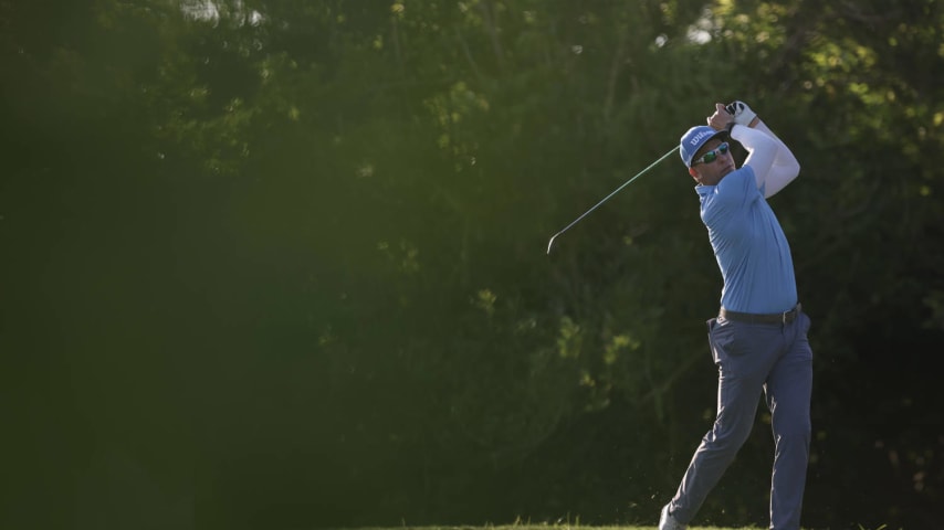 SOUTHAMPTON, BERMUDA - NOVEMBER 10: Ricky Barnes of the United States hits a tee shot on the fourth hole during the second round of the Butterfield Bermuda Championship at Port Royal Golf Course on November 10, 2023 in Southampton, Bermuda. (Photo by Marianna Massey/Getty Images)