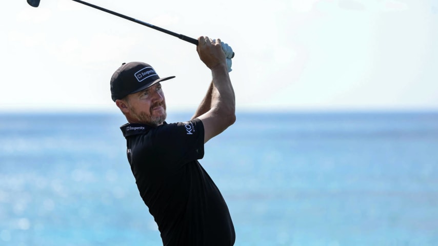 SOUTHAMPTON, BERMUDA - NOVEMBER 10: Jimmy Walker of the United States hits a tee shot on the 16th hole during the second round of the Butterfield Bermuda Championship at Port Royal Golf Course on November 10, 2023 in Southampton, Bermuda. (Photo by Gregory Shamus/Getty Images)