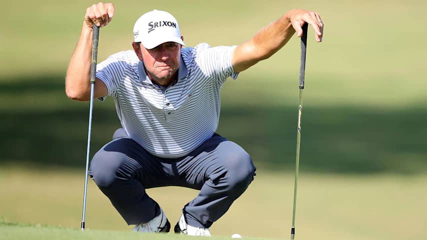 SOUTHAMPTON, BERMUDA - NOVEMBER 17: Lucas Glover of the United States lines up a putt on the fifth hole during the final round of the Butterfield Bermuda Championship 2024 at Port Royal Golf Course on November 17, 2024 in Southampton, Bermuda. (Photo by Alex Slitz/Getty Images)