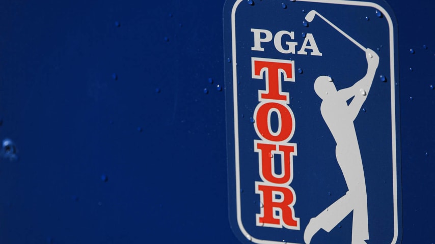SAN DIEGO, CA - JANUARY 29: PGA TOUR logo is seen during the second round of the Farmers Insurance Open at Torrey Pines South on January 29, 2021 in San Diego, California. (Photo by Ben Jared/PGA TOUR via Getty Images)