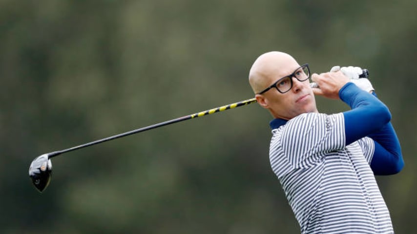 JACKSON, MISSISSIPPI - OCTOBER 05: Ben Crane of the United States plays his shot from the fifth tee during the first round of the Sanderson Farms Championship at The Country Club of Jackson on October 05, 2023 in Jackson, Mississippi. (Photo by Raj Mehta/Getty Images)