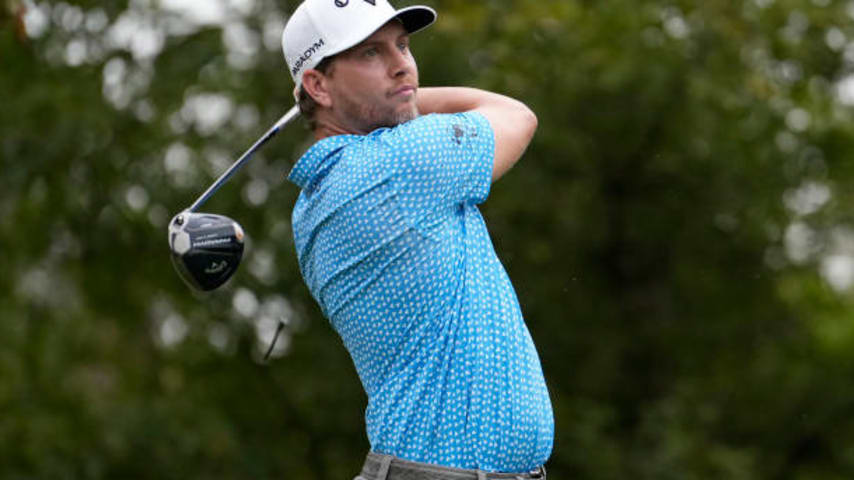 JACKSON, MISSISSIPPI - OCTOBER 05: Chris Stroud of the United States plays his shot from the 15th tee during the first round of the Sanderson Farms Championship at The Country Club of Jackson on October 05, 2023 in Jackson, Mississippi. (Photo by Raj Mehta/Getty Images)