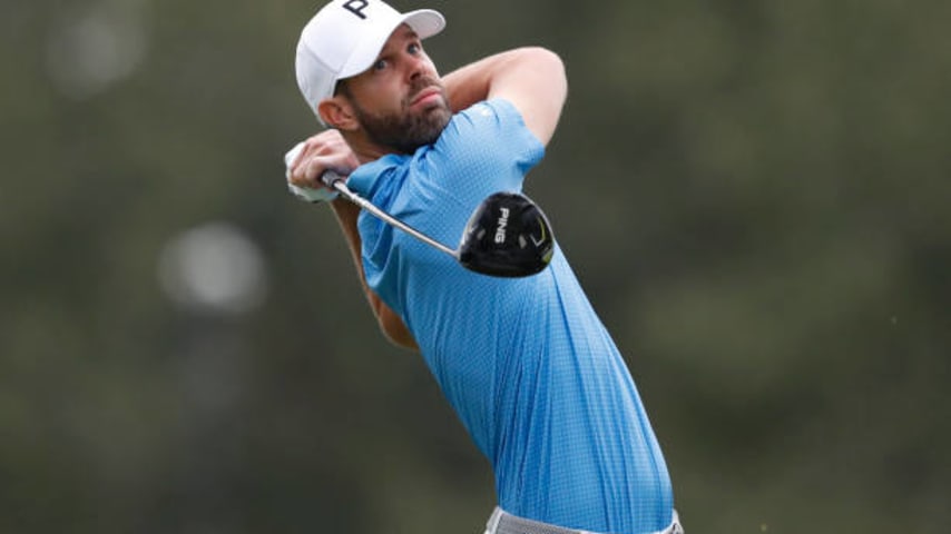 JACKSON, MISSISSIPPI - OCTOBER 05: Kevin Tway of the United States plays his shot from the fifth tee during the first round of the Sanderson Farms Championship at The Country Club of Jackson on October 05, 2023 in Jackson, Mississippi. (Photo by Raj Mehta/Getty Images)