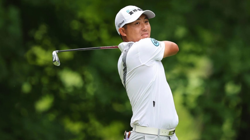 SILVIS, ILLINOIS - JULY 07: C.T. Pan of Taiwan hits his tee shot on the sixth hole during the final round of the John Deere Classic at TPC Deere Run on July 07, 2024 in Silvis, Illinois. (Photo by Stacy Revere/Getty Images)