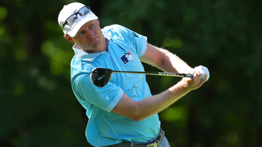 SILVIS, ILLINOIS - JULY 05: Adam Long of the United States hits his tee shot on the sixth hole during the second round of the John Deere Classic at TPC Deere Run on July 05, 2024 in Silvis, Illinois. (Photo by Stacy Revere/Getty Images)