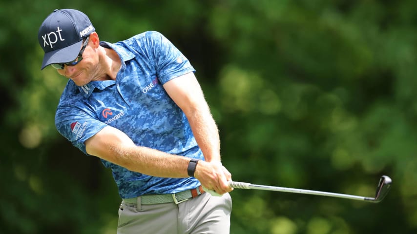 SILVIS, ILLINOIS - JULY 05: Adam Schenk of the United States hits his tee shot on the sixth hole during the second round of the John Deere Classic at TPC Deere Run on July 05, 2024 in Silvis, Illinois. (Photo by Stacy Revere/Getty Images)