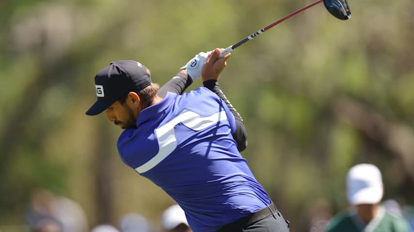 PALM HARBOR, FLORIDA - MARCH 21: Matthieu Pavon of France plays his shot from the 14th tee during the second round of the Valspar Championship 2025 at Innisbrook Resort and Golf Club on March 21, 2025 in Palm Harbor, Florida. (Photo by Douglas P. DeFelice/Getty Images)