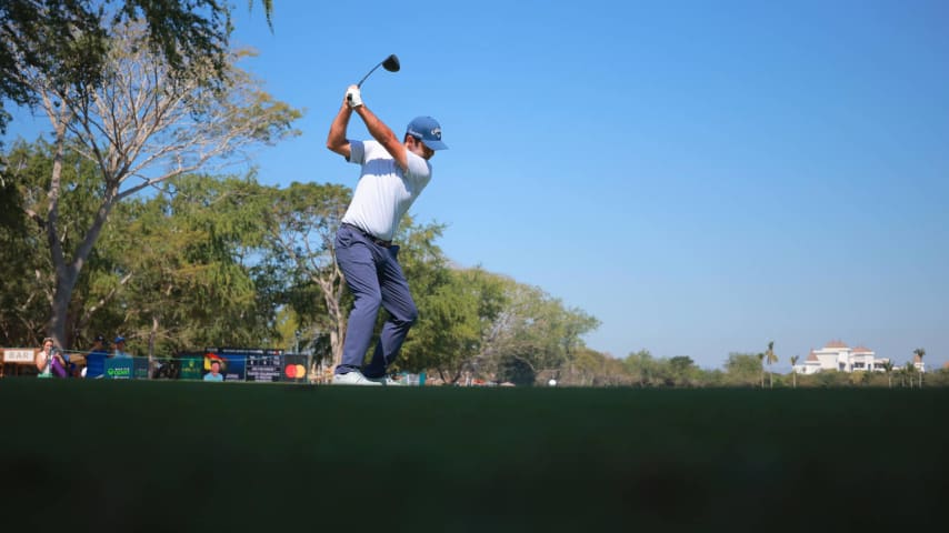 PUERTO VALLARTA, MEXICO - FEBRUARY 25: Jorge Campillo of Spain plays his shot from the first tee plays his shot from the first tee during the final round of the Mexico Open at Vidanta at Vidanta Vallarta on February 25, 2024 in Puerto Vallarta, Jalisco. (Photo by Hector Vivas/Getty Images)