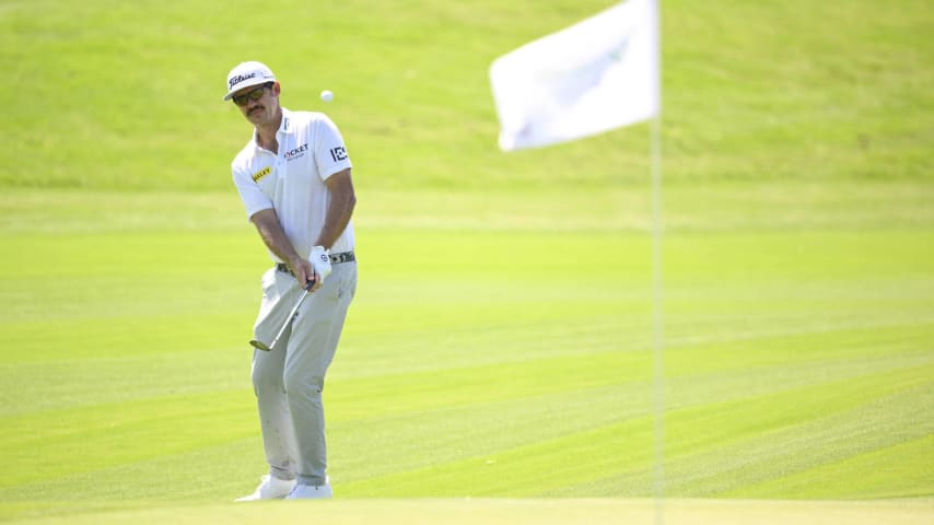 PUERTO VALLARTA, MEXICO - FEBRUARY 25: Lanto Griffin of the United States chips onto the 12th green during the final round of the Mexico Open at Vidanta at Vidanta Vallarta on February 25, 2024 in Puerto Vallarta, Jalisco. (Photo by Orlando Ramirez/Getty Images)