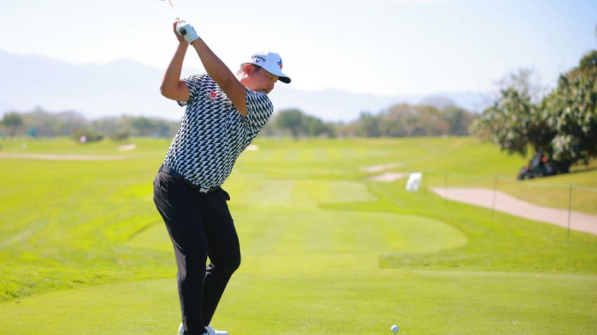 PUERTO VALLARTA, MEXICO - FEBRUARY 23: K.H. Lee of South Korea plays his shot from the third tee during the second round of the Mexico Open at Vidanta at Vidanta Vallarta on February 23, 2024 in Puerto Vallarta, Jalisco. (Photo by Hector Vivas/Getty Images)