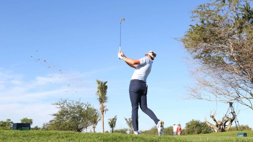 PUERTO VALLARTA, MEXICO - FEBRUARY 23: Vincent Norrman of Sweden plays his shot from the 13th tee during the second round of the Mexico Open at Vidanta at Vidanta Vallarta on February 23, 2024 in Puerto Vallarta, Jalisco. (Photo by Fernando de Dios/Getty Images)