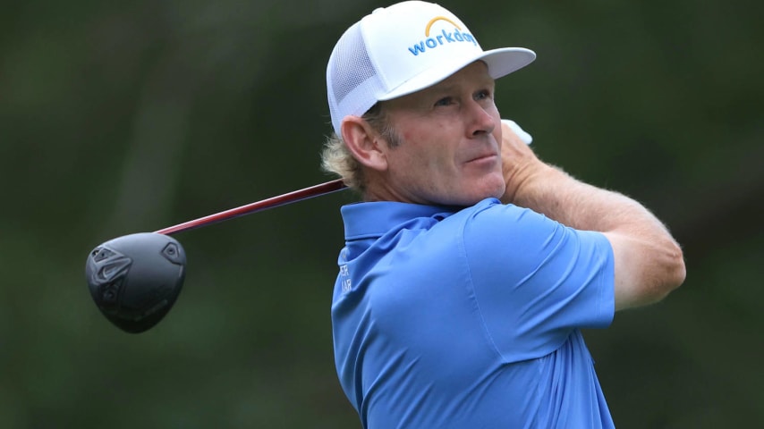 MYRTLE BEACH, SOUTH CAROLINA - MAY 09: Brandt Snedeker of the United States plays his shot from the 11th tee during the first round of the Myrtle Beach Classic at Dunes Golf & Beach Club on May 09, 2024 in Myrtle Beach, South Carolina. (Photo by Sam Greenwood/Getty Images)