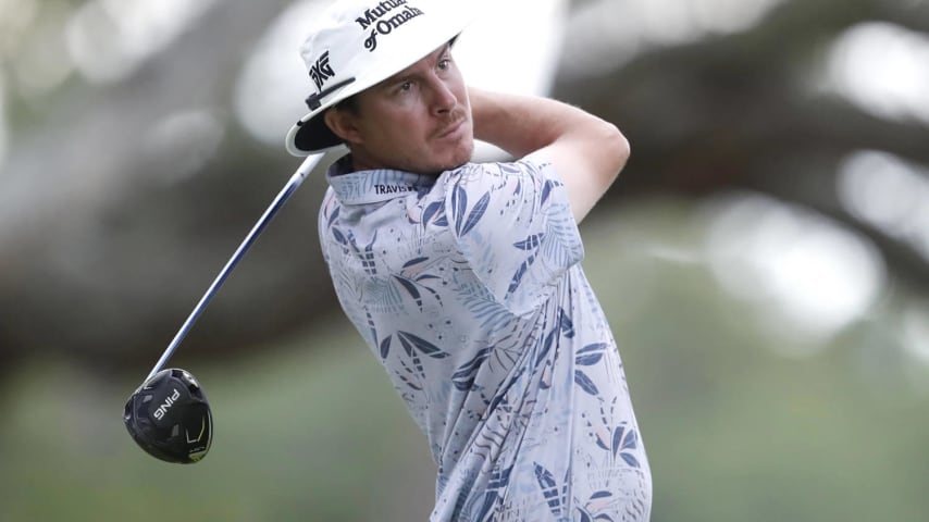 MYRTLE BEACH, SOUTH CAROLINA - MAY 09: Joel Dahmen of the United States plays his shot from the seventh tee during the first round of the Myrtle Beach Classic at Dunes Golf & Beach Club on May 09, 2024 in Myrtle Beach, South Carolina. (Photo by Raj Mehta/Getty Images)