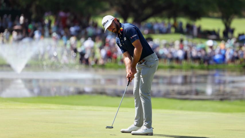 SUN CITY, SOUTH AFRICA - NOVEMBER 12: Max Homa of the United States putts on the 18th green during Day Four of the Nedbank Golf Challenge at Gary Player CC on November 12, 2023 in Sun City, South Africa. (Photo by Richard Heathcote/Getty Images)
