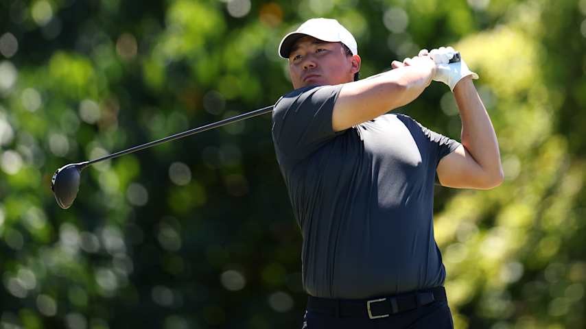 RIO GRANDE, PUERTO RICO - MARCH 09: Norman Xiong of the United States plays his shot from the sixth tee during the final round of the Puerto Rico Open 2025 at Grand Reserve Golf Club on March 09, 2025 in Rio Grande, Puerto Rico. (Photo by Emilee Chinn/Getty Images)