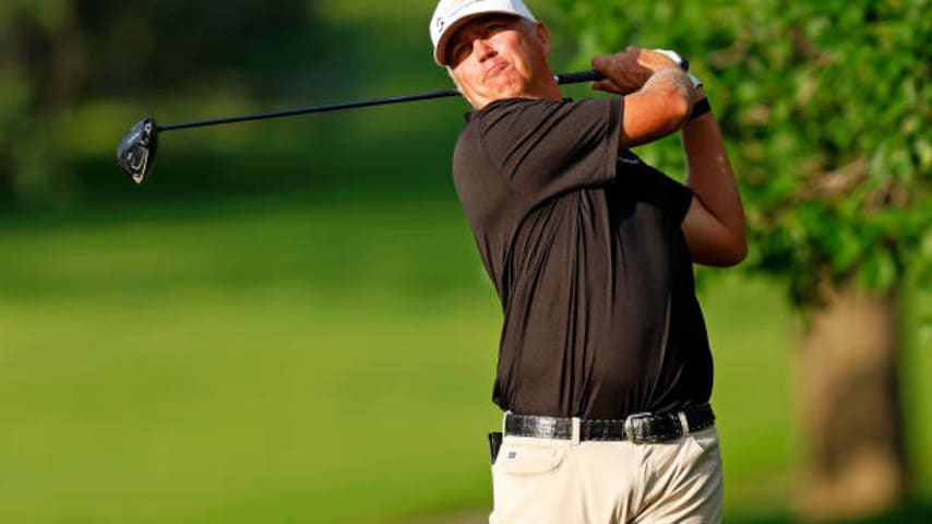 OMAHA, NEBRASKA - AUGUST 11: Bo Van Pelt of the United States plays his tee shot on the second hole during the second round of the Pinnacle Bank Championship presented by Aetna at The Club at Indian Creek on August 11, 2023 in Omaha, Nebraska. (Photo by David Berding/Getty Images)