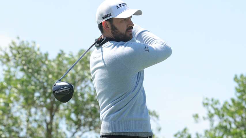 SAN ANTONIO, TEXAS - APRIL 06: Patrick Cantlay of the United States plays his shot from the fifth tee during the final round of the Valero Texas Open 2025 at TPC San Antonio on April 06, 2025 in San Antonio, Texas. (Photo by Jonathan Bachman/Getty Images)