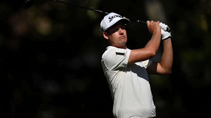 NAPA, CALIFORNIA - SEPTEMBER 14: Andrew Putnam of the United States hits his tee shot on the fifth hole tee box during the third round of the Procore Championship 2024 at Silverado Resort on September 14, 2024 in Napa, California. (Photo by Eakin Howard/Getty Images)