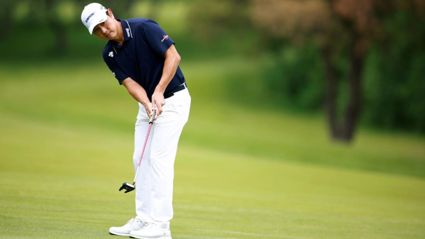 TORONTO, ONTARIO - JUNE 08:  Sangmoon Bae of Korea putts on the 6th hole during the first round of the RBC Canadian Open at Oakdale Golf & Country Club on June 08, 2023 in Toronto, Ontario. (Photo by Vaughn Ridley/Getty Images)