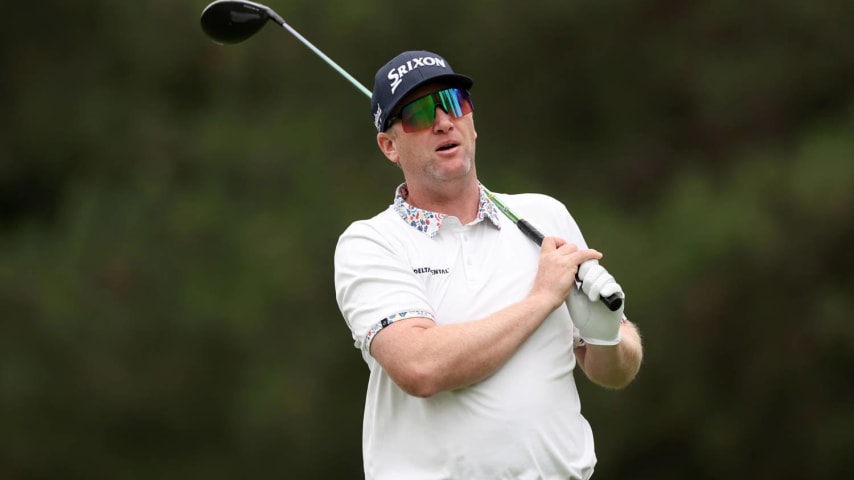 DETROIT, MICHIGAN - JUNE 27: Ryan Brehm of the United States reacts to his shot from the fourth tee during the first round of the Rocket Mortgage Classic at Detroit Golf Club on June 27, 2024 in Detroit, Michigan. (Photo by Gregory Shamus/Getty Images)