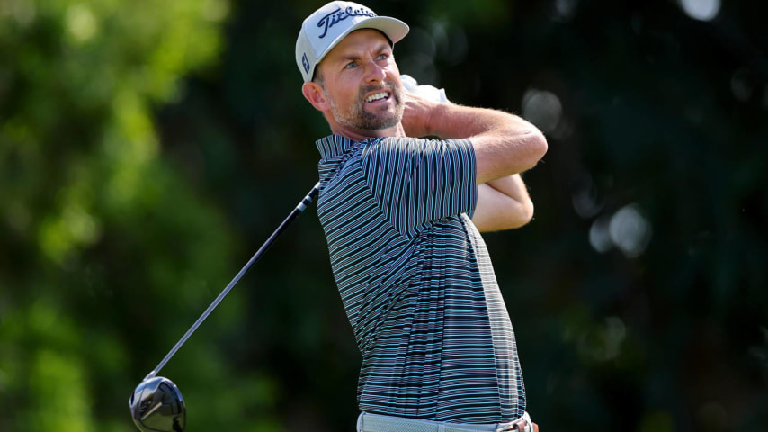 HONOLULU, HAWAII - JANUARY 13: Webb Simpson of the United States plays his shot from the fifth tee during the third round of the Sony Open in Hawaii at Waialae Country Club on January 13, 2024 in Honolulu, Hawaii. (Photo by Michael Reaves/Getty Images)