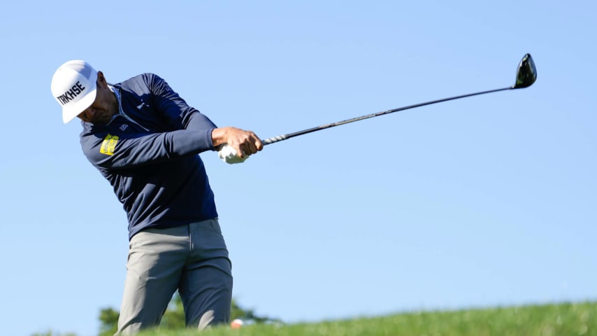 HOUSTON, TEXAS - MARCH 28: James Hahn of the United States hits a tee shot on the fifth hole during the first round of the Texas Children's Houston Open at Memorial Park Golf Course on March 28, 2024 in Houston, Texas. (Photo by Raj Mehta/Getty Images)