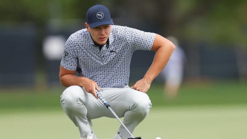 HOUSTON, TEXAS - MARCH 30: Matti Schmid of Germany lines up a putt on the first green during the third round of the Texas Children's Houston Open at Memorial Park Golf Course on March 30, 2024 in Houston, Texas. (Photo by Joe Scarnici/Getty Images)