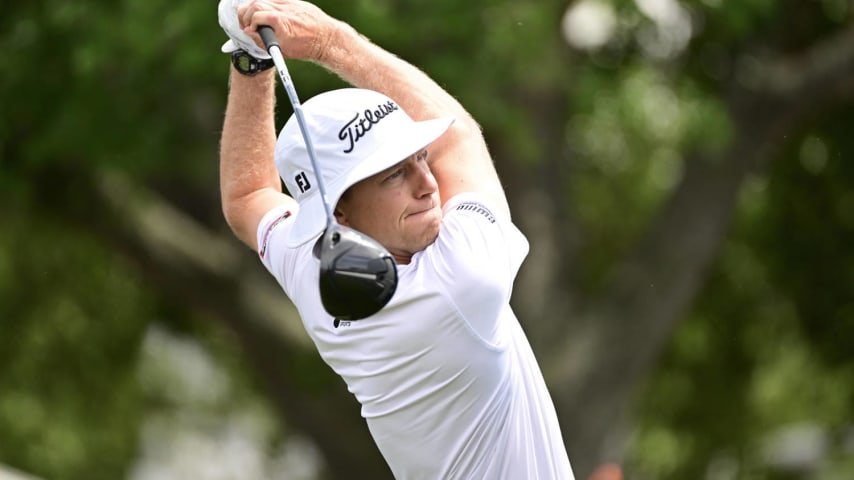 HOUSTON, TEXAS - MARCH 29: Peter Malnati of the United States hits a tee shot on the first hole during the second round of the Texas Children's Houston Open at Memorial Park Golf Course on March 29, 2024 in Houston, Texas. (Photo by Logan Riely/Getty Images)