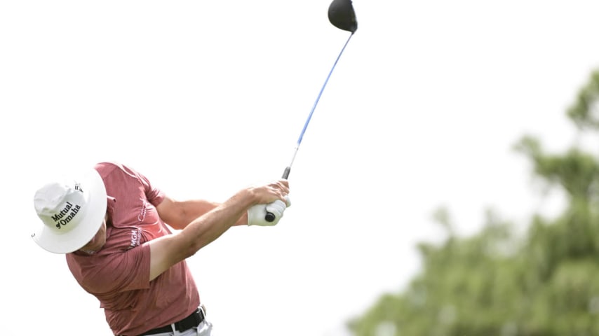 HOUSTON, TEXAS - MARCH 29: Joel Dahmen of the United States hits a tee shot on the fifth hole during the second round of the Texas Children's Houston Open at Memorial Park Golf Course on March 29, 2024 in Houston, Texas. (Photo by Logan Riely/Getty Images)