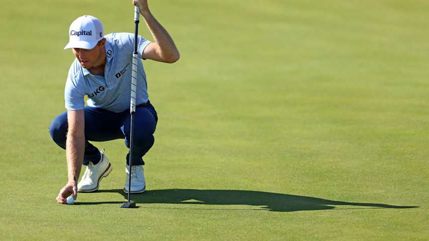LA QUINTA, CALIFORNIA - JANUARY 19: Will Zalatoris of the United States lines up a putt on the second hole during the final round of The American Express 2025 at Pete Dye Stadium Course on January 19, 2025 in La Quinta, California. (Photo by Joe Scarnici/Getty Images)