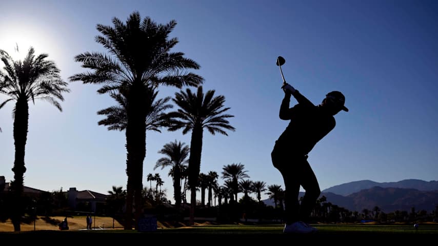 LA QUINTA, CALIFORNIA - JANUARY 16: Ryo Hisatsune of Japan plays his shot from the second tee during the first round of The American Express 2025 at Nicklaus Tournament Course on January 16, 2025 in La Quinta, California. (Photo by Orlando Ramirez/Getty Images)