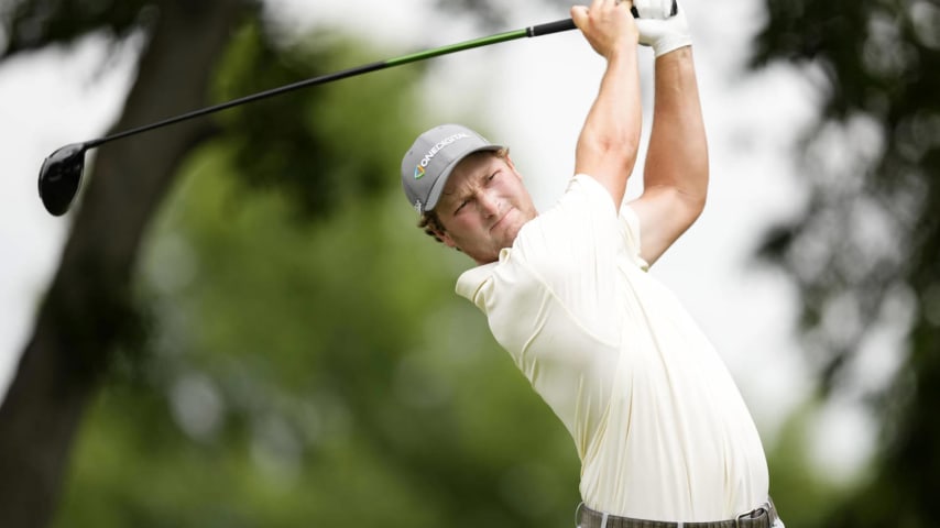 MCKINNEY, TEXAS - MAY 05: Vince Whaley of the United States plays his shot from the second tee during the final round of THE CJ CUP Byron Nelson at TPC Craig Ranch on May 05, 2024 in McKinney, Texas. (Photo by Sam Hodde/Getty Images)