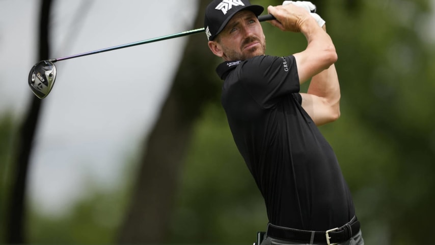 MCKINNEY, TEXAS - MAY 05: Kevin Dougherty of the United States plays his shot from the second tee during the final round of THE CJ CUP Byron Nelson at TPC Craig Ranch on May 05, 2024 in McKinney, Texas. (Photo by Sam Hodde/Getty Images)