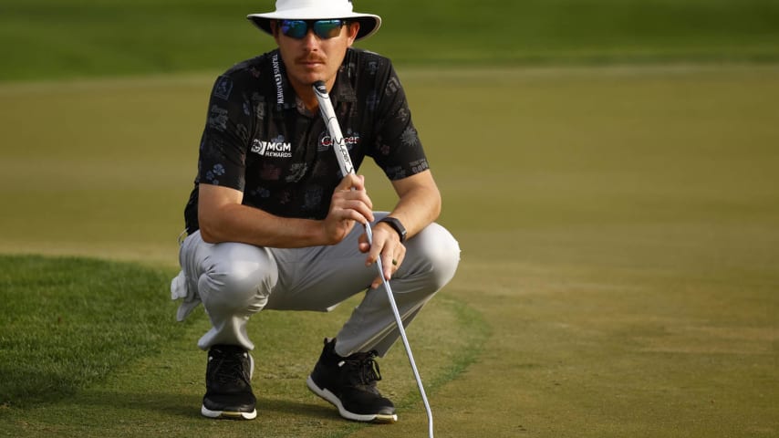 PALM BEACH GARDENS, FLORIDA - MARCH 01: Joel Dahmen of the United States lines up a putt on the third green during the second round of The Cognizant Classic in The Palm Beaches at PGA National Resort And Spa on March 01, 2024 in Palm Beach Gardens, Florida. (Photo by Douglas P. DeFelice/Getty Images)