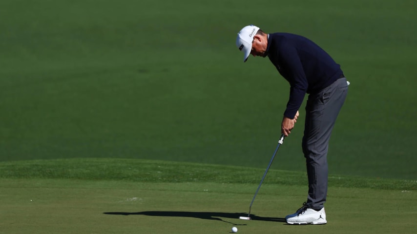 AUGUSTA, GEORGIA - APRIL 12: Keegan Bradley of the United States putts on the second green during the second round of the 2024 Masters Tournament at Augusta National Golf Club on April 12, 2024 in Augusta, Georgia. (Photo by Maddie Meyer/Getty Images)