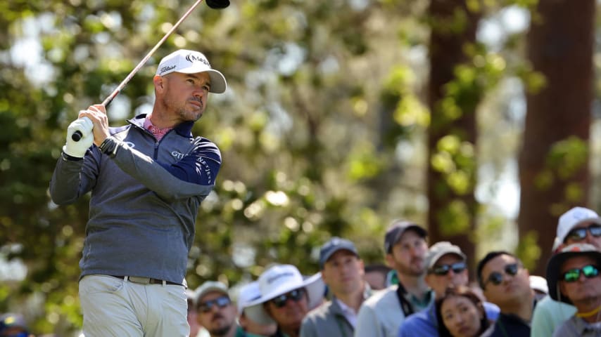 AUGUSTA, GEORGIA - APRIL 12: Brian Harman of the United States plays his shot from the fourth tee during the second round of the 2024 Masters Tournament at Augusta National Golf Club on April 12, 2024 in Augusta, Georgia. (Photo by Jamie Squire/Getty Images) (Photo by Jamie Squire/Getty Images)