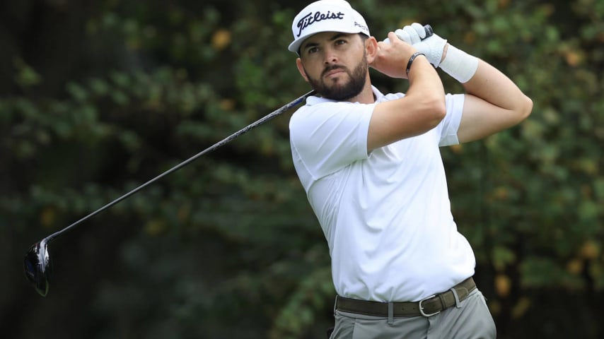 ST SIMONS ISLAND, GEORGIA - NOVEMBER 17: Hayden Buckley of the United States hits a tee shot on the 14th hole during the second round of The RSM Classic on the Plantation Course at Sea Island Resort on November 17, 2023 in St Simons Island, Georgia. (Photo by Sam Greenwood/Getty Images)