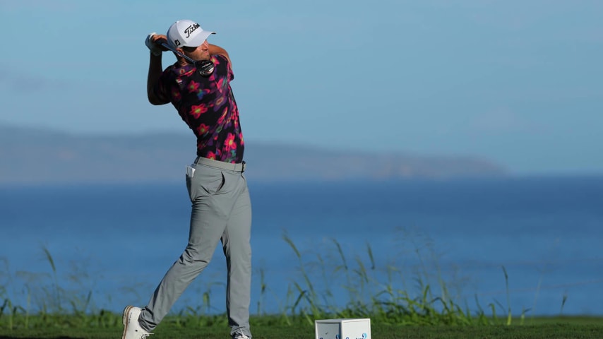 KAPALUA, HAWAII - JANUARY 07: Wyndham Clark of the United States plays his shot from the tenth tee during the final round of The Sentry at Plantation Course at Kapalua Golf Club on January 07, 2024 in Kapalua, Hawaii. (Photo by Kevin C. Cox/Getty Images)