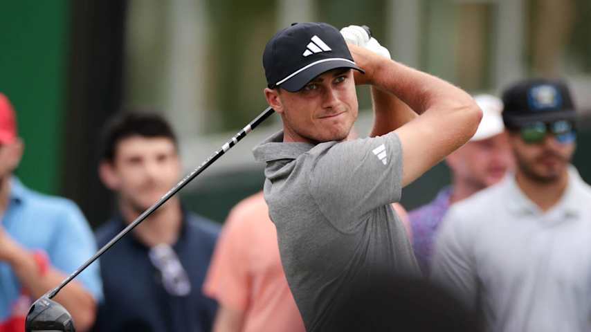 CROMWELL, CONNECTICUT - JUNE 23: Ludvig Aberg of Sweden plays his shot from the second tee during the final round of the Travelers Championship at TPC River Highlands on June 23, 2024 in Cromwell, Connecticut. (Photo by James Gilbert/Getty Images)