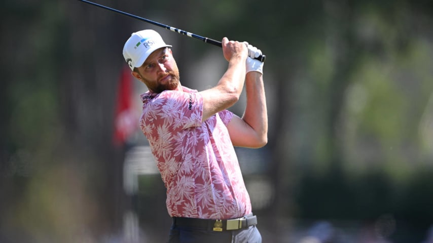 PINEHURST, NORTH CAROLINA - JUNE 14: Chris Kirk of the United States plays his shot from the seventh tee during the second round of the 124th U.S. Open at Pinehurst Resort on June 14, 2024 in Pinehurst, North Carolina. (Photo by Ross Kinnaird/Getty Images)