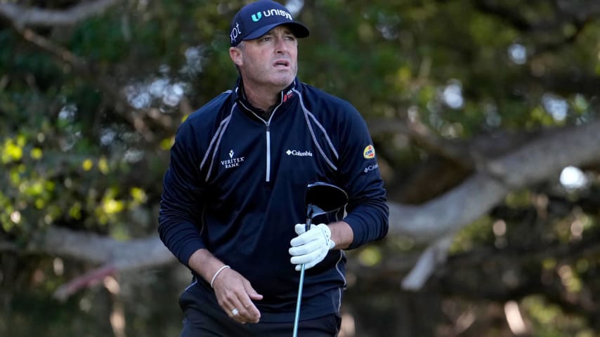 SAN ANTONIO, TEXAS - APRIL 04: Ryan Palmer of the United States plays his tee shot on the 14th hole during the first round of the Valero Texas Open at TPC San Antonio on April 04, 2024 in San Antonio, Texas. (Photo by Raj Mehta/Getty Images)