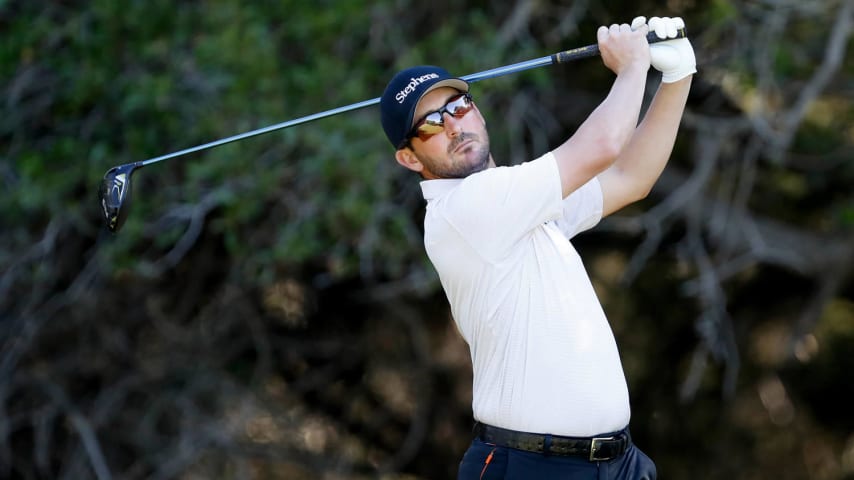 SAN ANTONIO, TEXAS - APRIL 04: Andrew Landry of the United States plays his tee shoot on the 14th hole during the first round of the Valero Texas Open at TPC San Antonio on April 04, 2024 in San Antonio, Texas. (Photo by Raj Mehta/Getty Images)