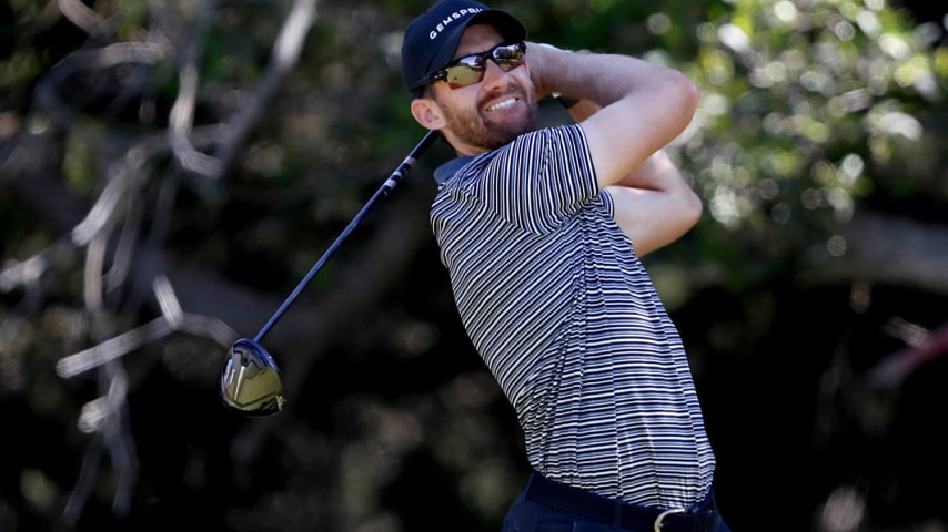 SAN ANTONIO, TEXAS - APRIL 04: Patrick Rodgers of the United States plays his tee shot on the 14th hole during the first round of the Valero Texas Open at TPC San Antonio on April 04, 2024 in San Antonio, Texas. (Photo by Raj Mehta/Getty Images)